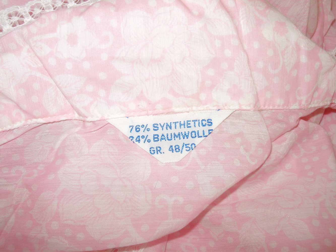 Nachthemd LA rosa Muster 48/ 50 60- er Jahre NEU