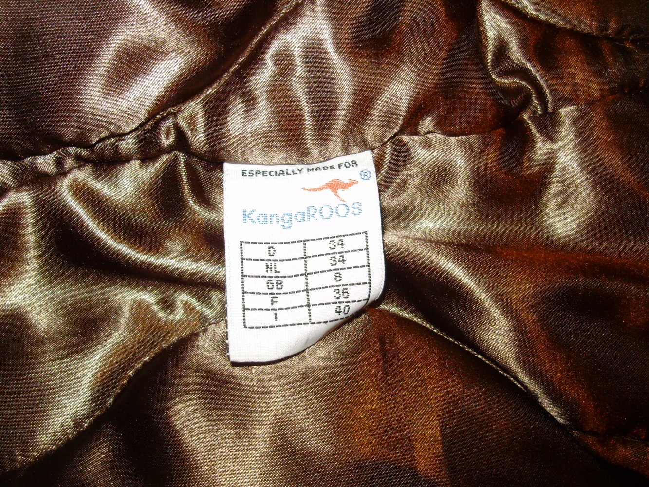 Kangaroos Winter Daunen Weste khaki braun 34 = S