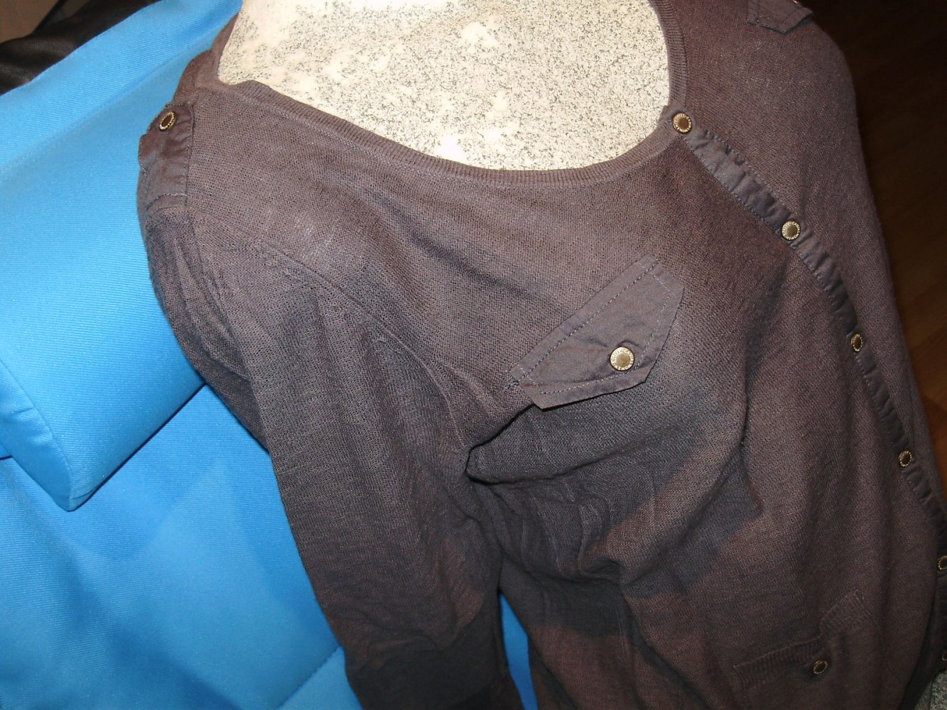 s. oliver Cardigan Feinstrick grau Druckknöpfe BW Leinen? S