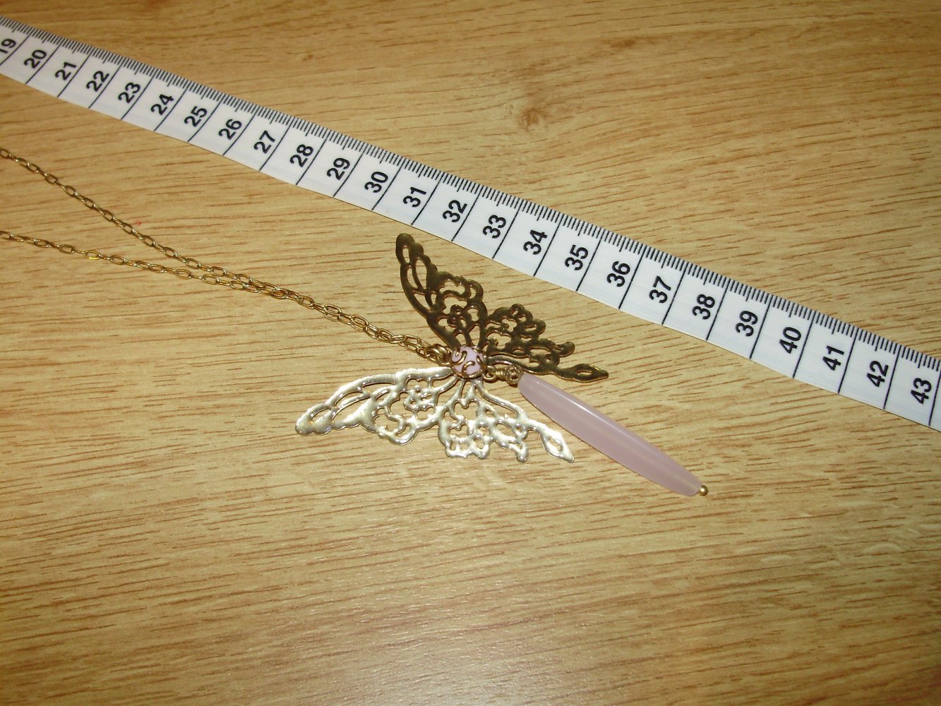 Pilgrim Kette golden Schmetterling groß + längleicher Perle NEU