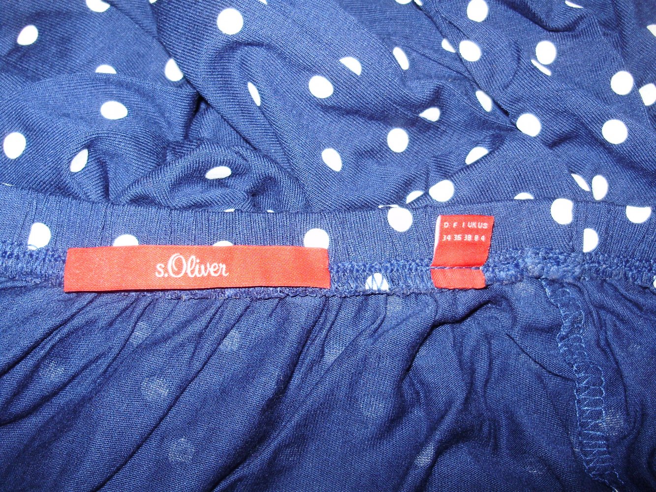 s. oliver Bluse Carmen blau weiße Dots 34 / S wie neu