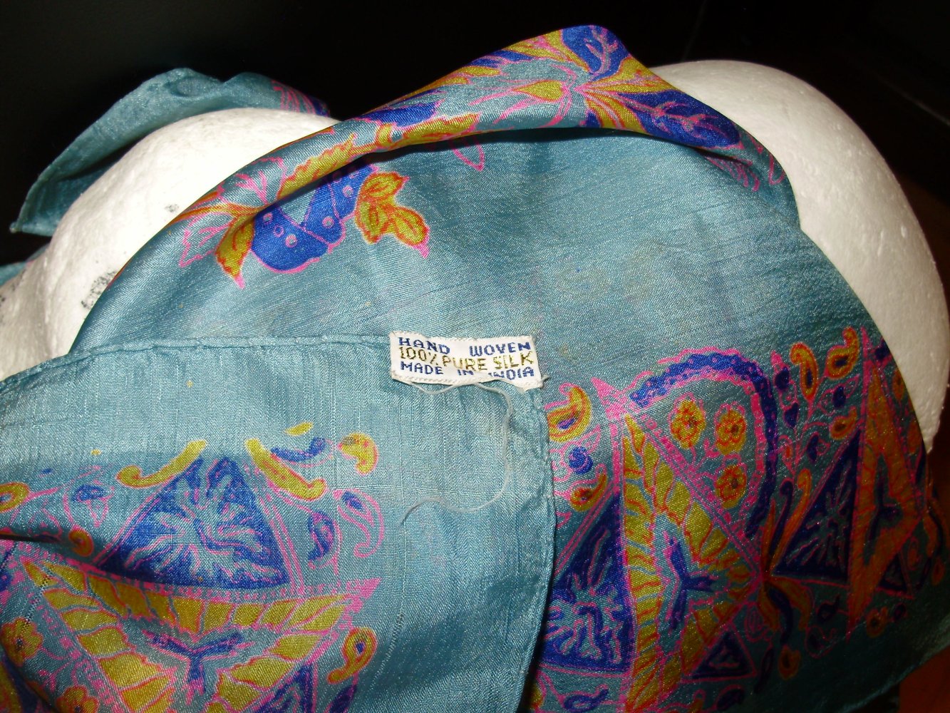 Tuch Seide türkis Blumen Naturseide 75 x 78 cm Neu