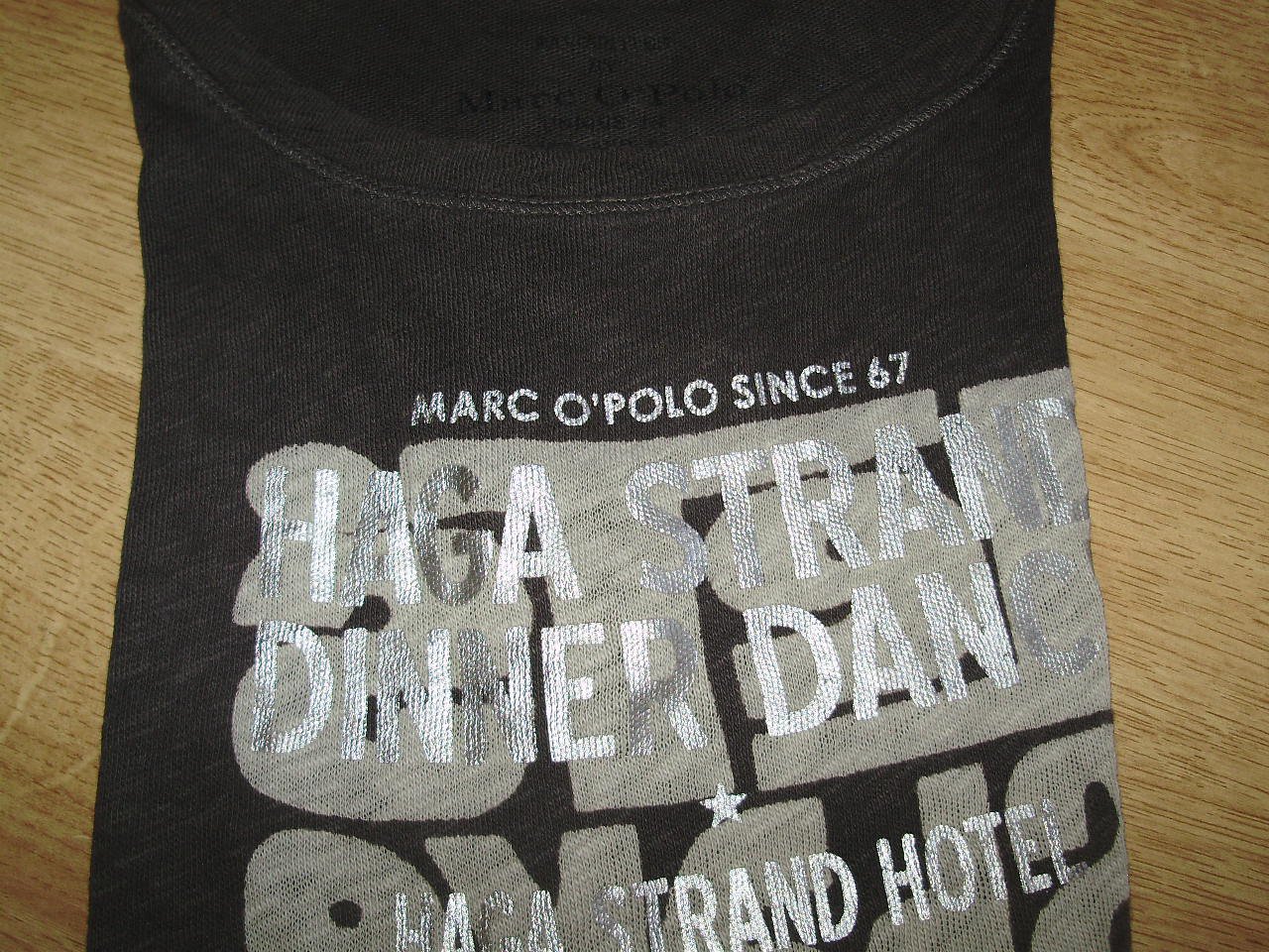 Marc O´Polo Shirt braun sehr weich Print Silber S passend