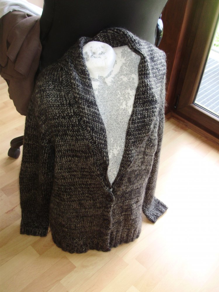 lala Berlin Strickmantel schwarz grau meliert Wolle/ Mohair M L