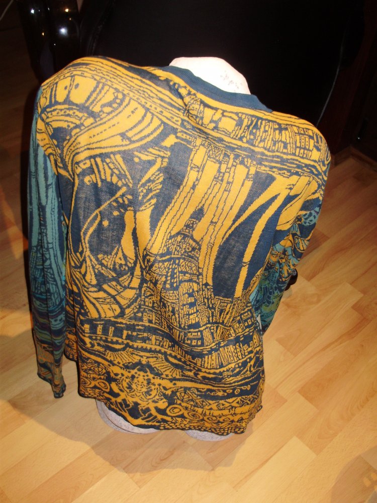 Kooi Cardigan Strickjacke blau grün bunt BW Gr 46