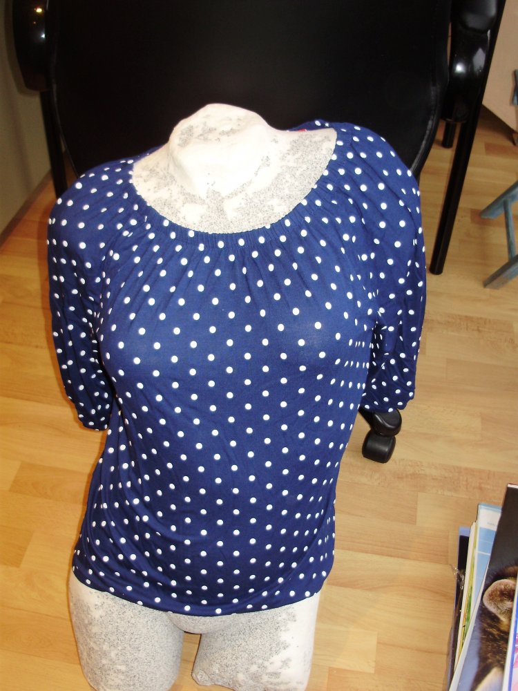s. oliver Bluse Carmen blau weiße Dots 34 / S wie neu