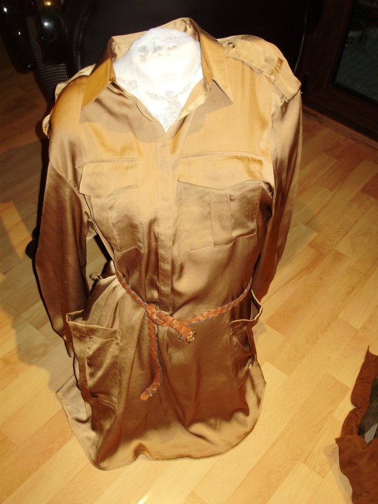 H&M Kleid braun wie Satin Flechtgürtel 36