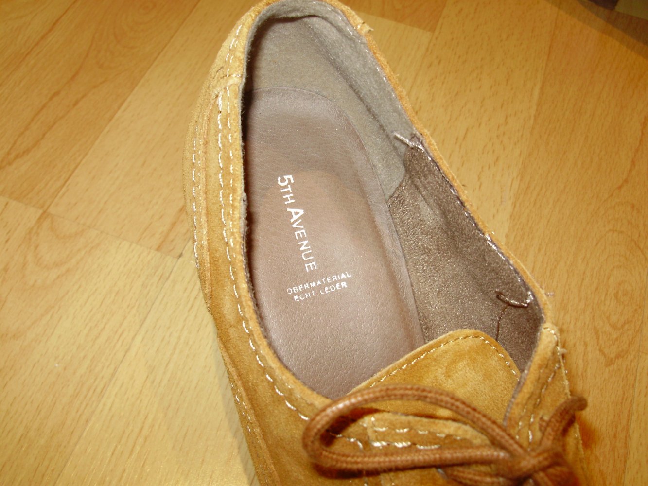 Wildleder Echt Schuhe cognacfarben Schnürung leichtes Plateau Gr 40 NEU