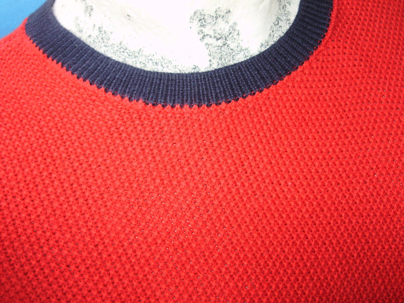 Tommy Hilfiger Pullover KA rot blaue Blenden Wabenmuster M wie neu!