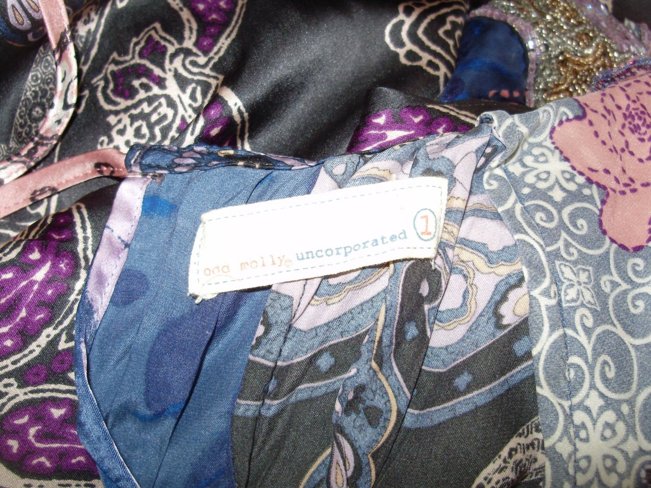 odd molly Kleid 100% Seide ausgefallen Perlenstickerei Gr 1 = S