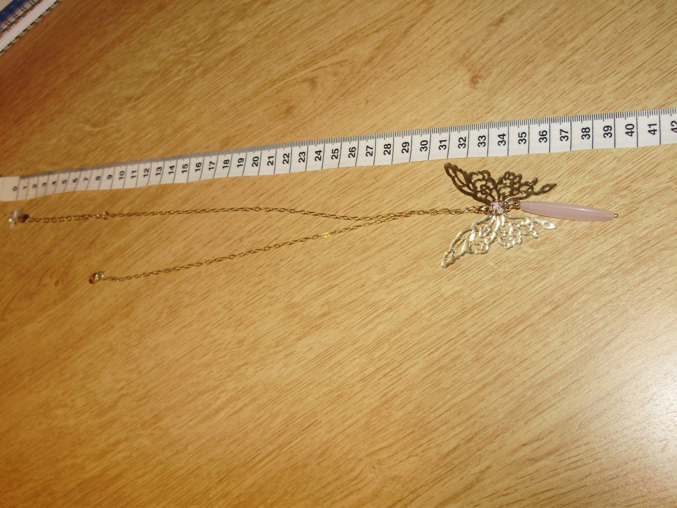 Pilgrim Kette golden Schmetterling groß + längleicher Perle NEU