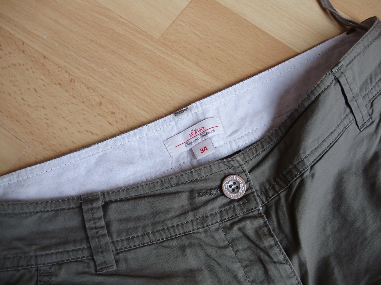 s. oliver Hose Stoff khaki Gr 34 auch S passend