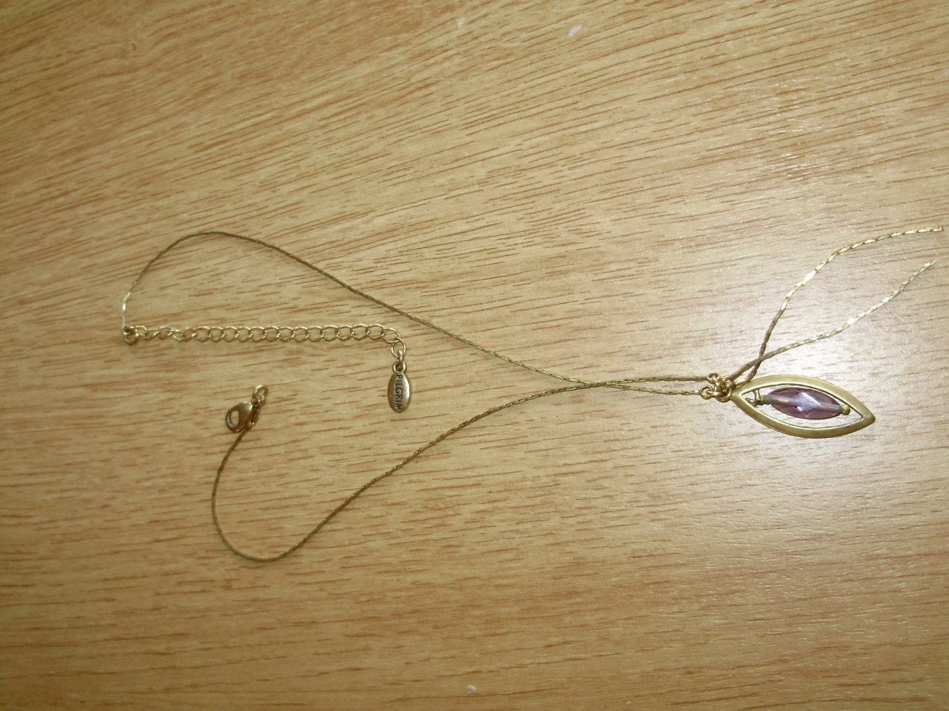 Pilgrim Kette golden Fliederfarbener Stein Jugendstil