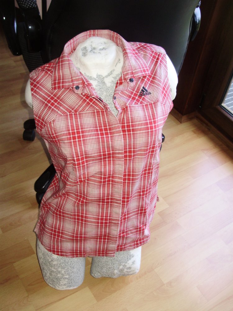 adidas Bluse kariert rot Drücker o. Arm Gr L
