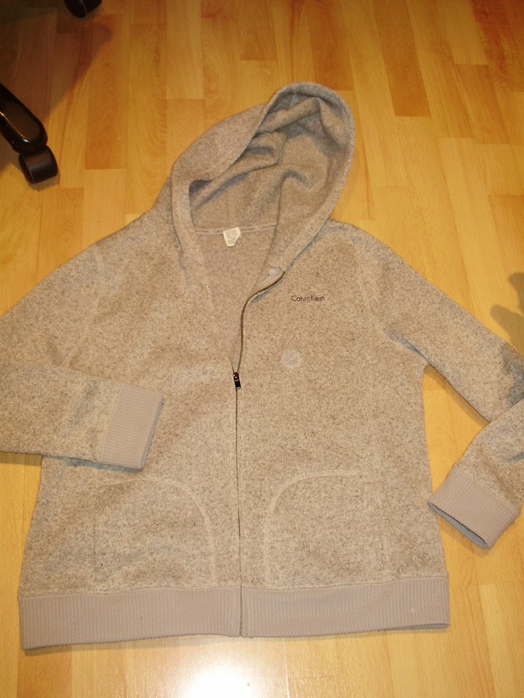 Calvin Klein Sweat Jacke Kapuze grau kuschelig angerauht L NEU