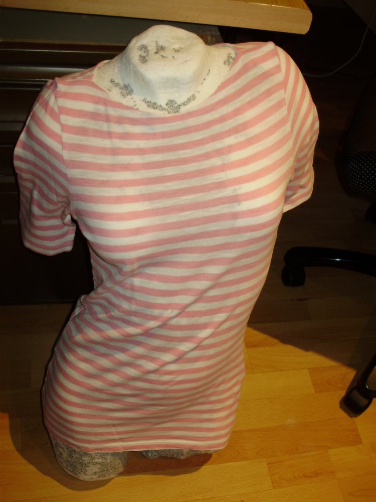 Marc O´Polo Feinstrick Shirt rosa-weiße Streifen S Baumwolle