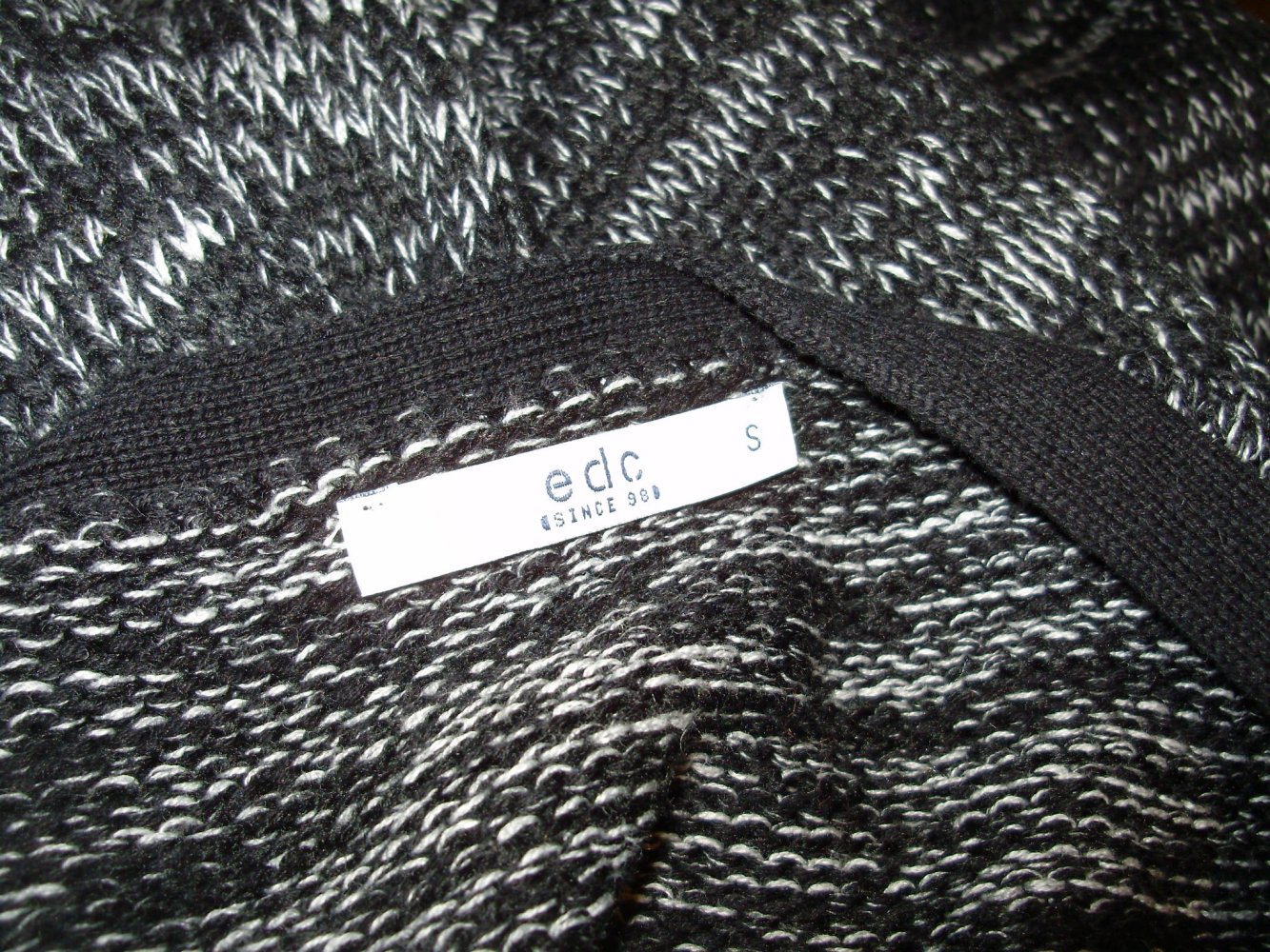 Esprit Strick Kleid schwarz weiß meliert warm S