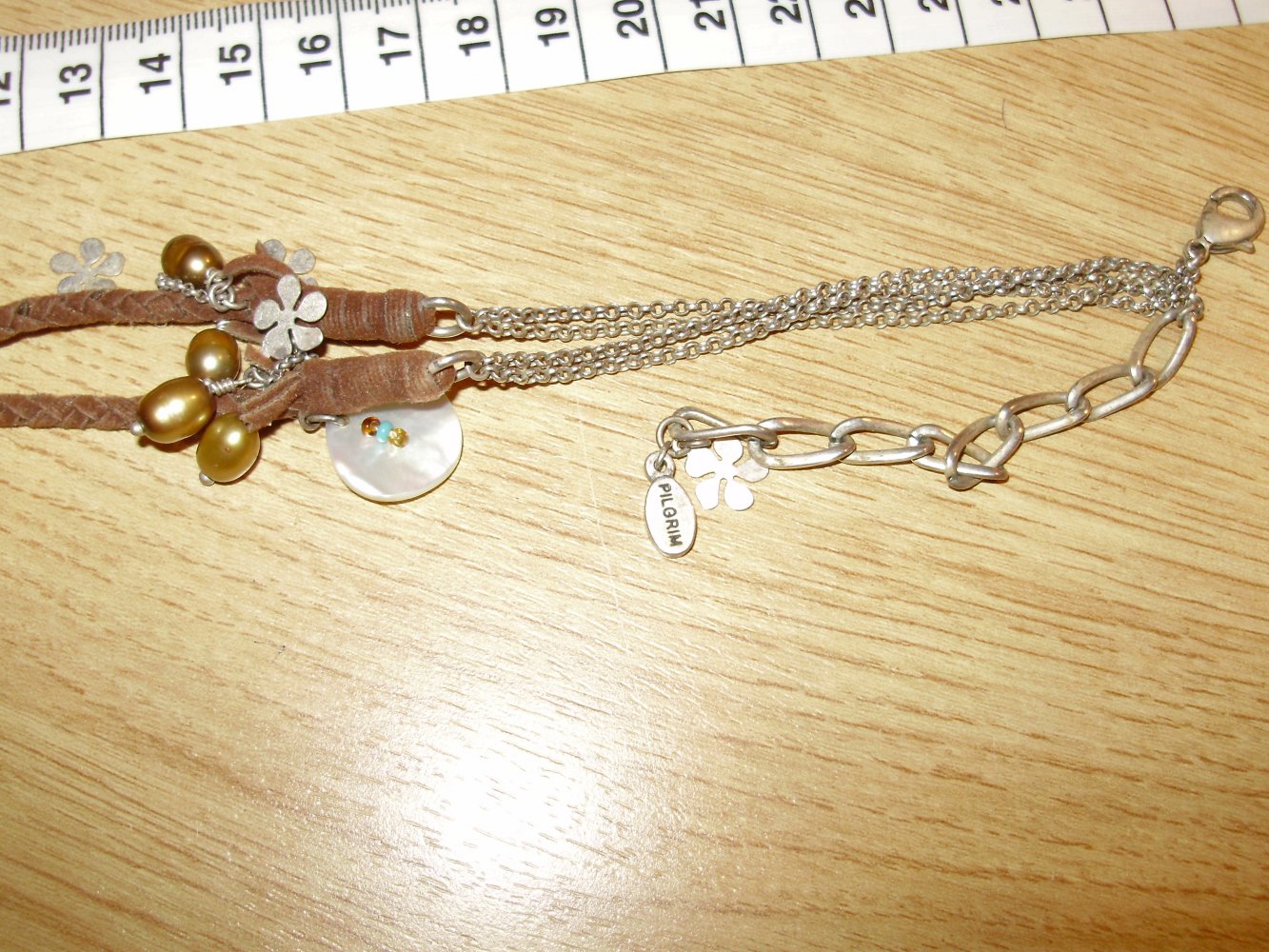 Pilgrim Kette Tigerauge ausgefallen Leder verstellbar