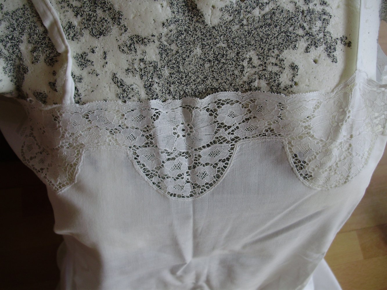 Vintage Unterkleid Nachthemd Baumwolle weiß Spitze ca 44