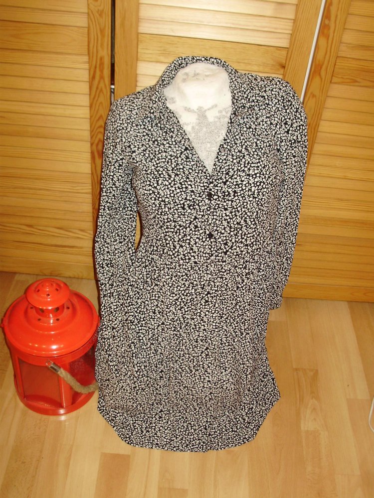 Vila Hemdblusen Kleid shwarz weiß Muster 36