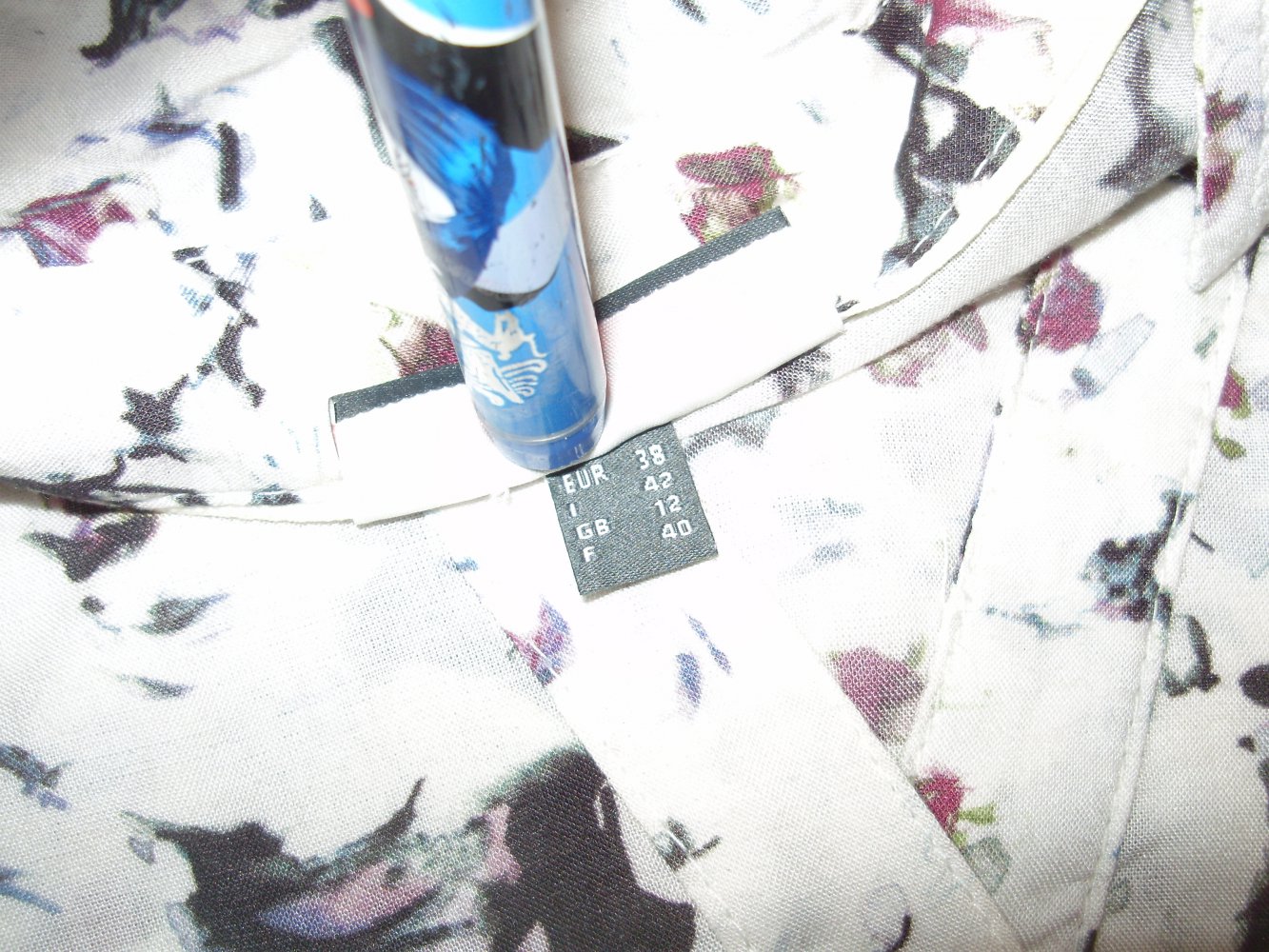 Street one Bluse weiß Muster Gummibund am Saum Gr 38 wie neu