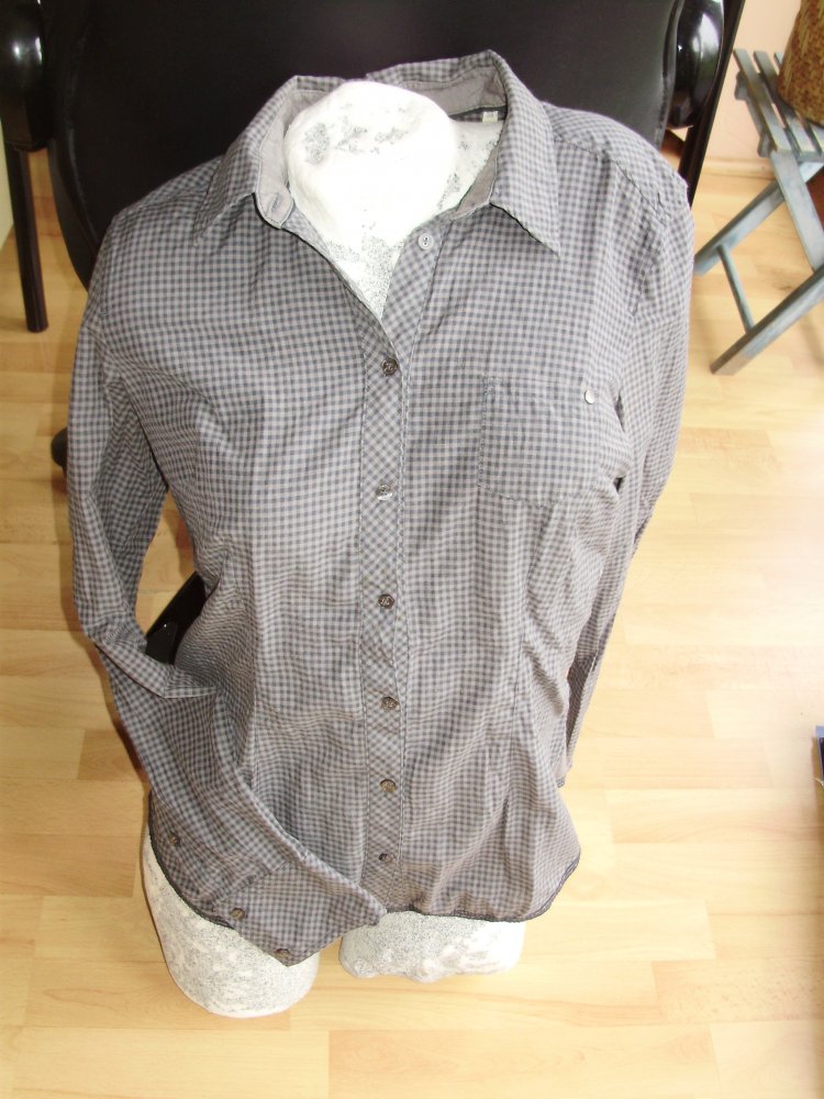 Opus Bluse Karos grau braun Gr 38