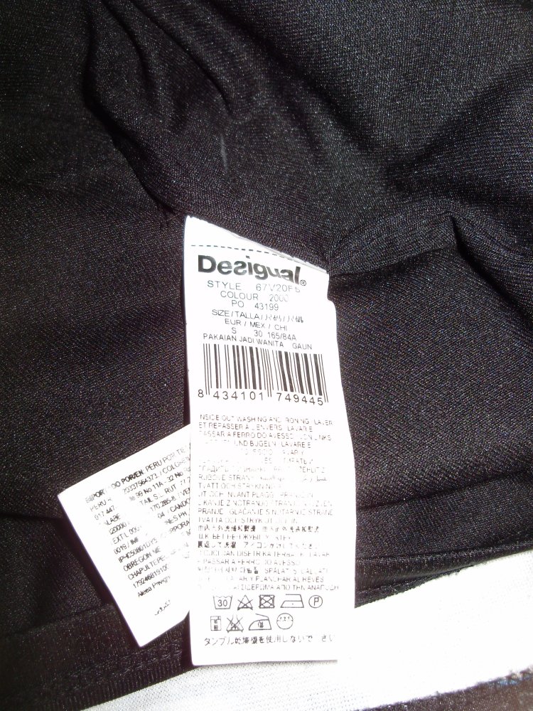 Desigual Kleid schwarz Stickerei Wolle gefüttert 40