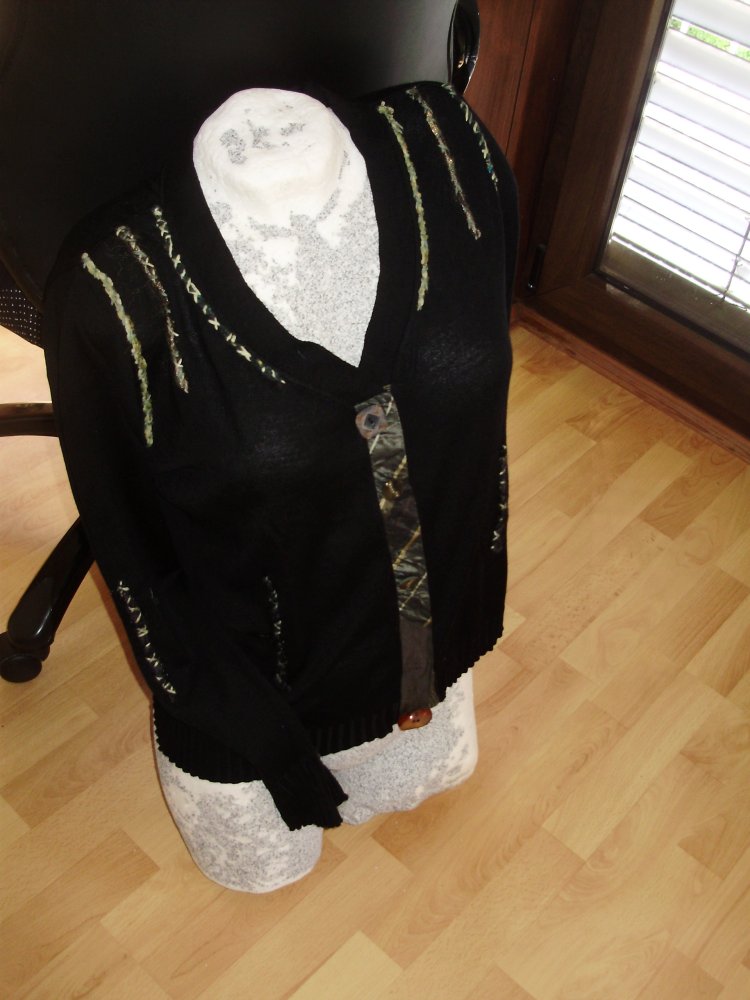 Zucchero Cardigan schwarz ausgefallen Gr 42 100% Wolle