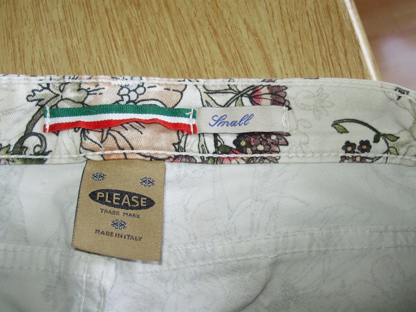 Please Hose beige braun mit Blumen Muster S/ M
