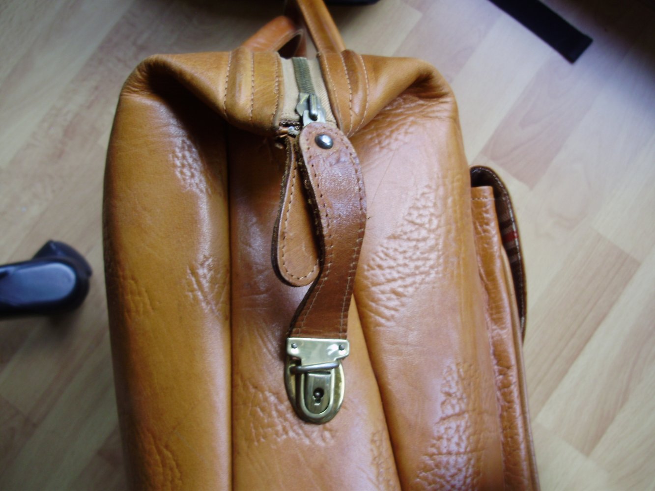 Vintage Echt Leder Weekender Tasche braun ausgefallen