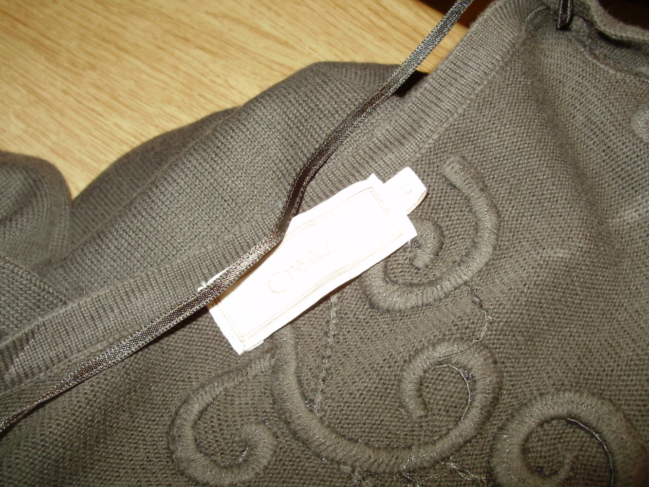 Cream Strickmantel grau ausgefallen Steine L