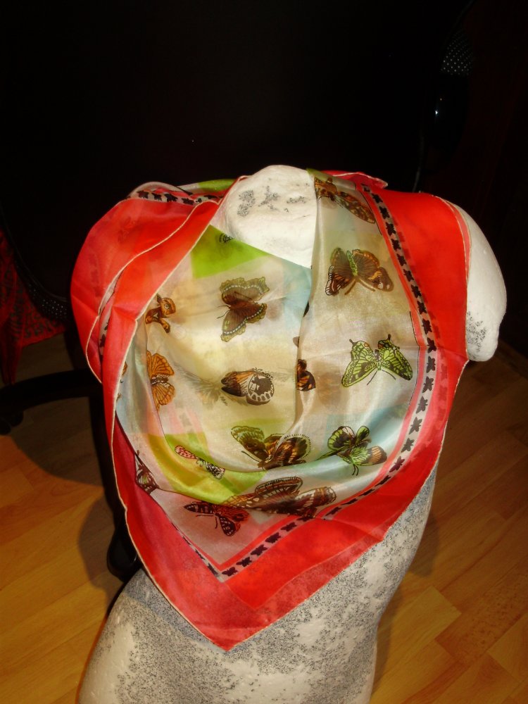 Tuch Seide Schmetterlinge 73x 72 cm Neu
