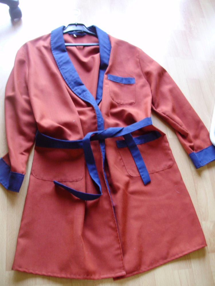 Seidensticker Morgenmantel braun blaue Blenden Gr 54 passend