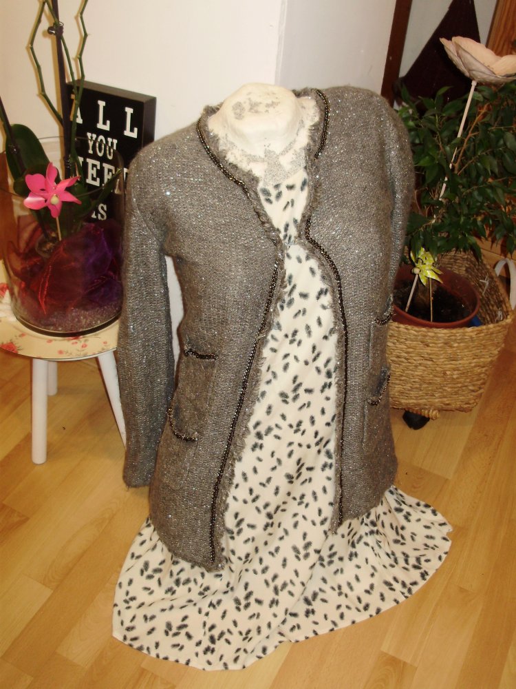 s. oliver Kleid beige Federmuster edel gefüttert 38