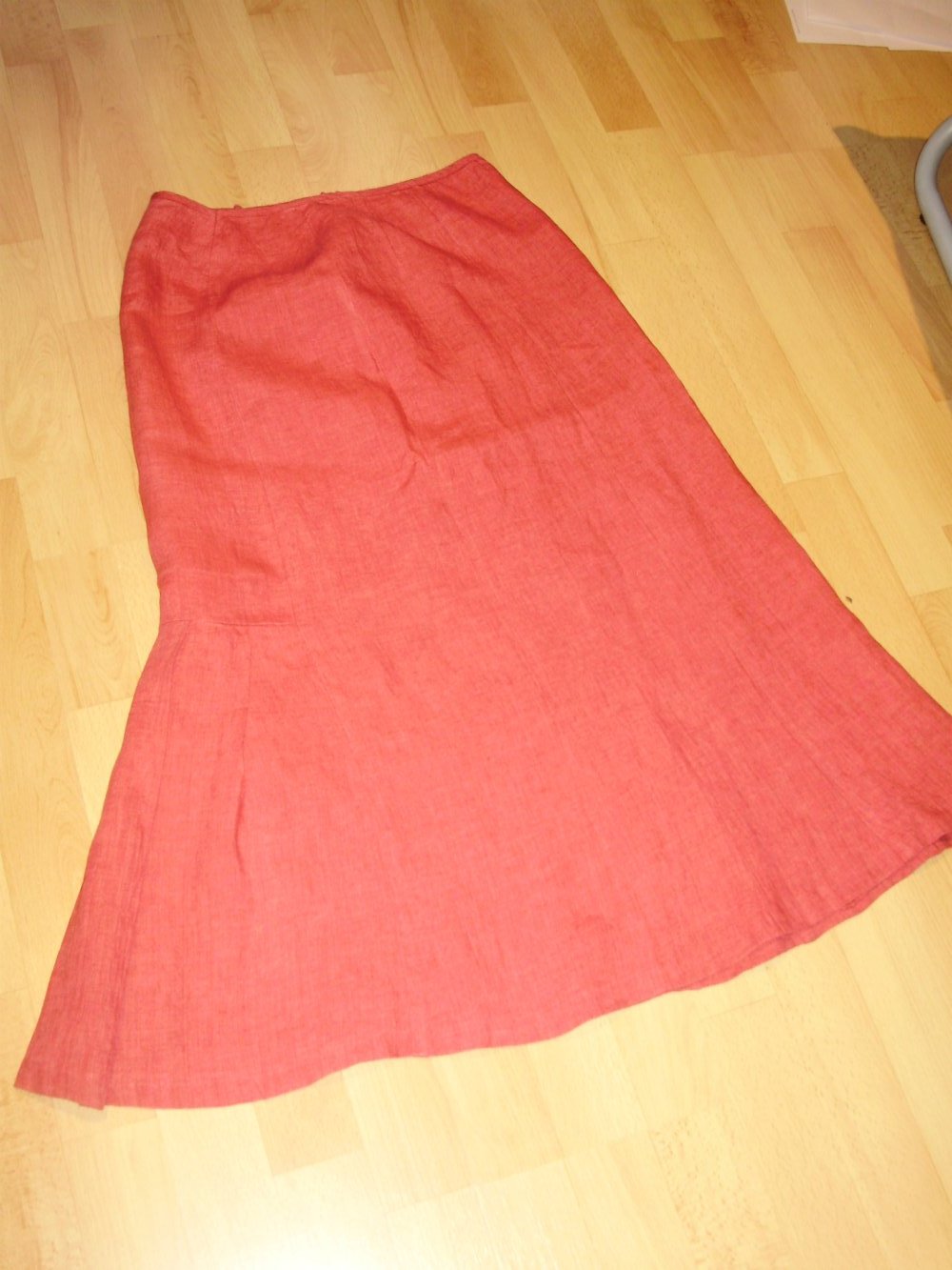 Hess natur 100% Leinen Rock rot gefüttert midi 36