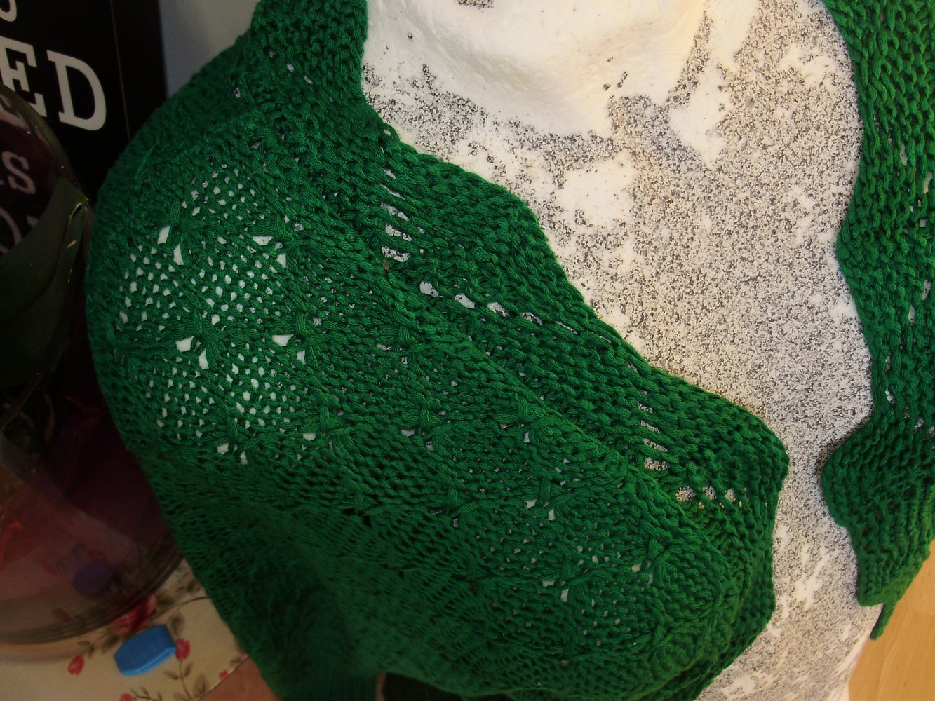 DEPT Cardigan saftiges Grün Grobstrick Muster XS / S