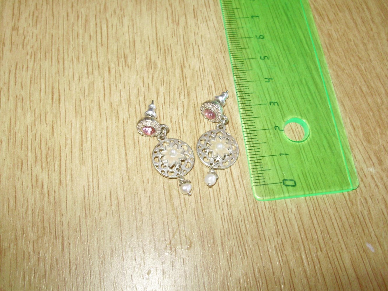 Pilgrim Ohrringe silbern Glitzerstein rosa Blüte