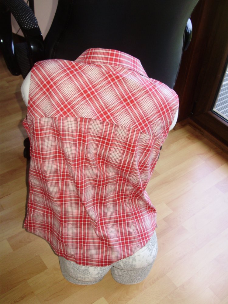 adidas Bluse kariert rot Drücker o. Arm Gr L