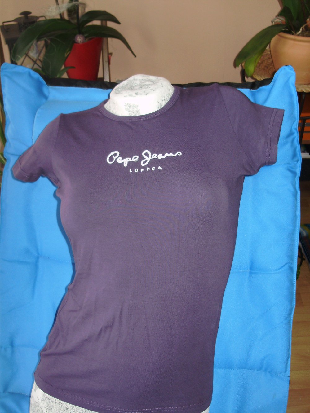 Pepe Jeans Shirt lila dunkel Glitzerschrift Gr S wie neu