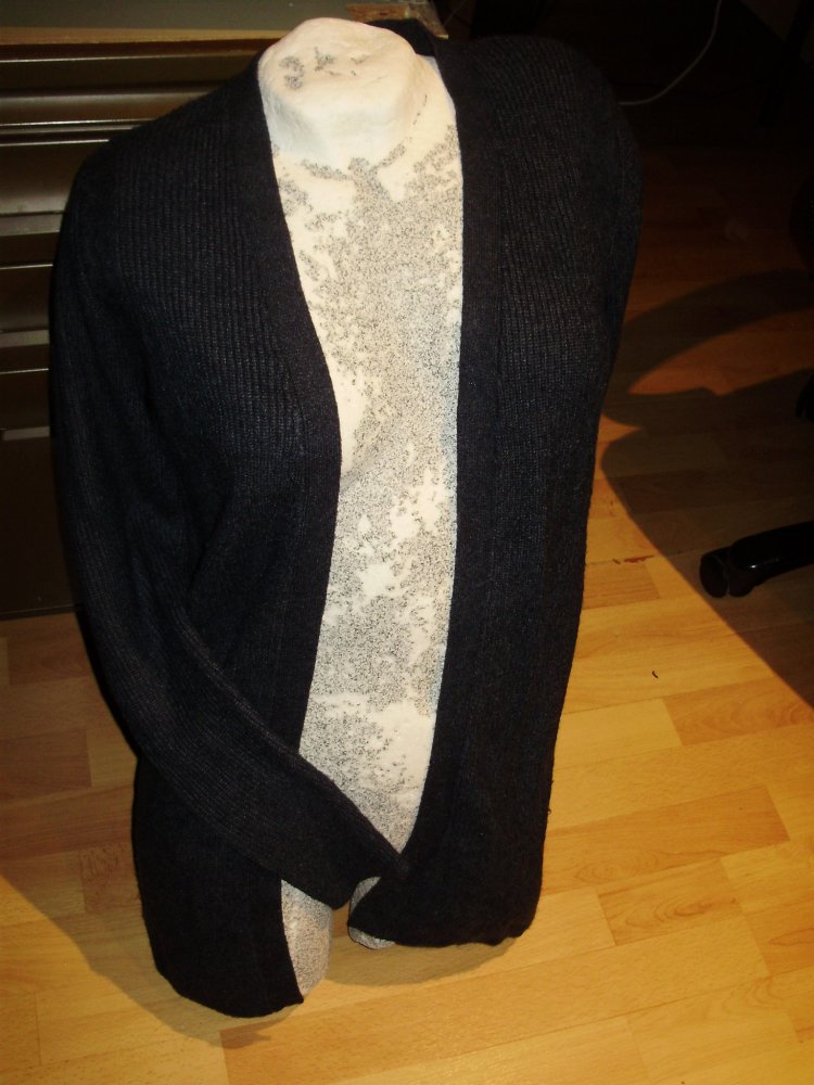 Vila Cardigan lang offen blau meliert S