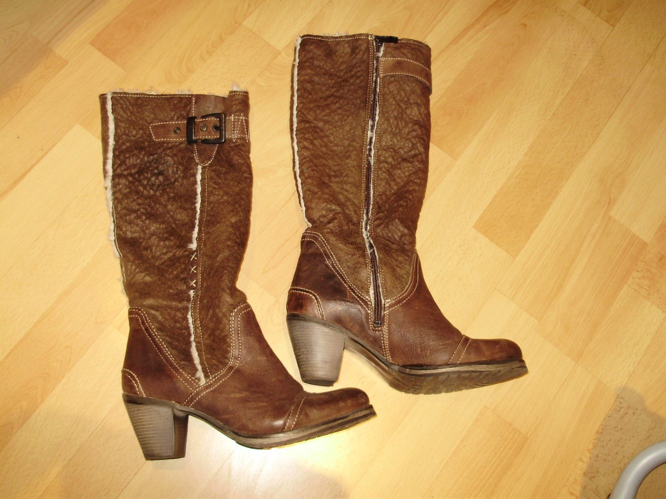 Tamaris Stiefel Fellfutter Leder braun ausgefallen 40 NEU