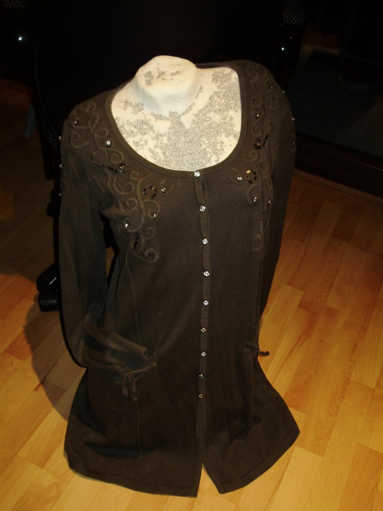 Cream Strickmantel grau ausgefallen Steine L