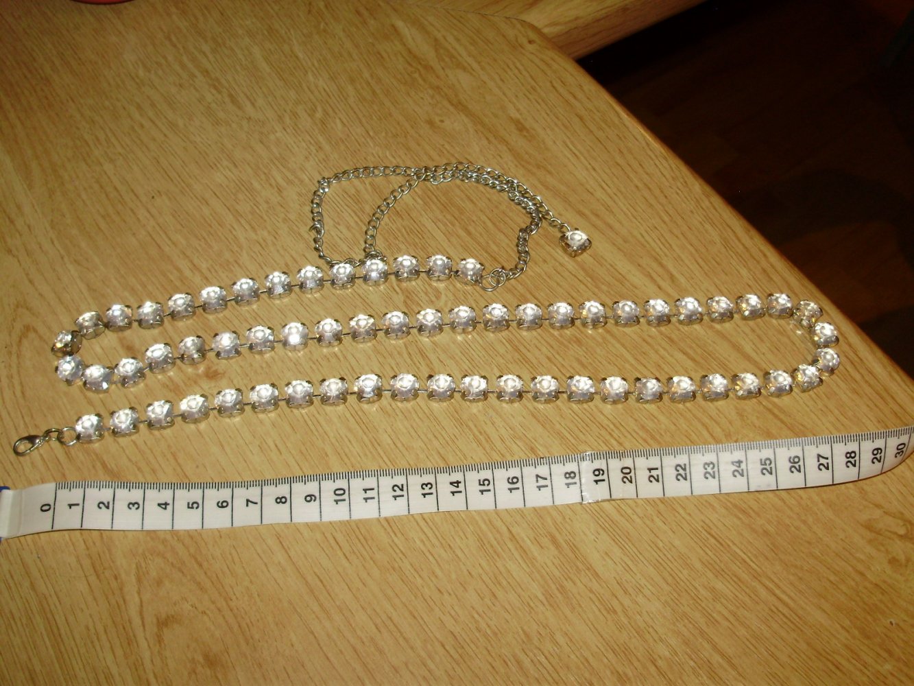 Glitzersteine Kettengürtel silber weiß/ transparent