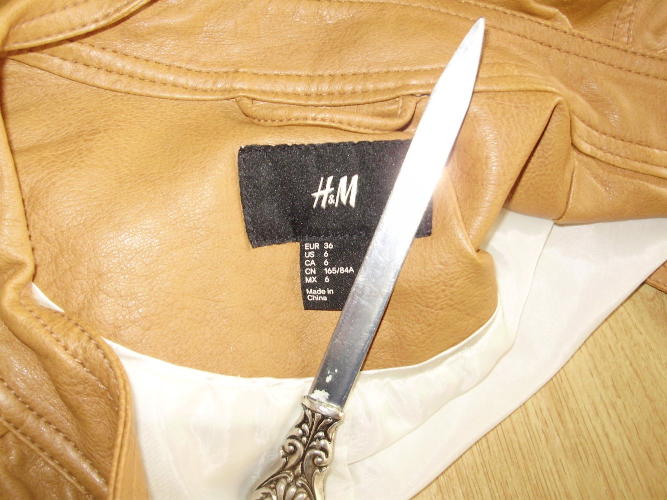 H&M Leder Imitat Jacke cognac braun 36