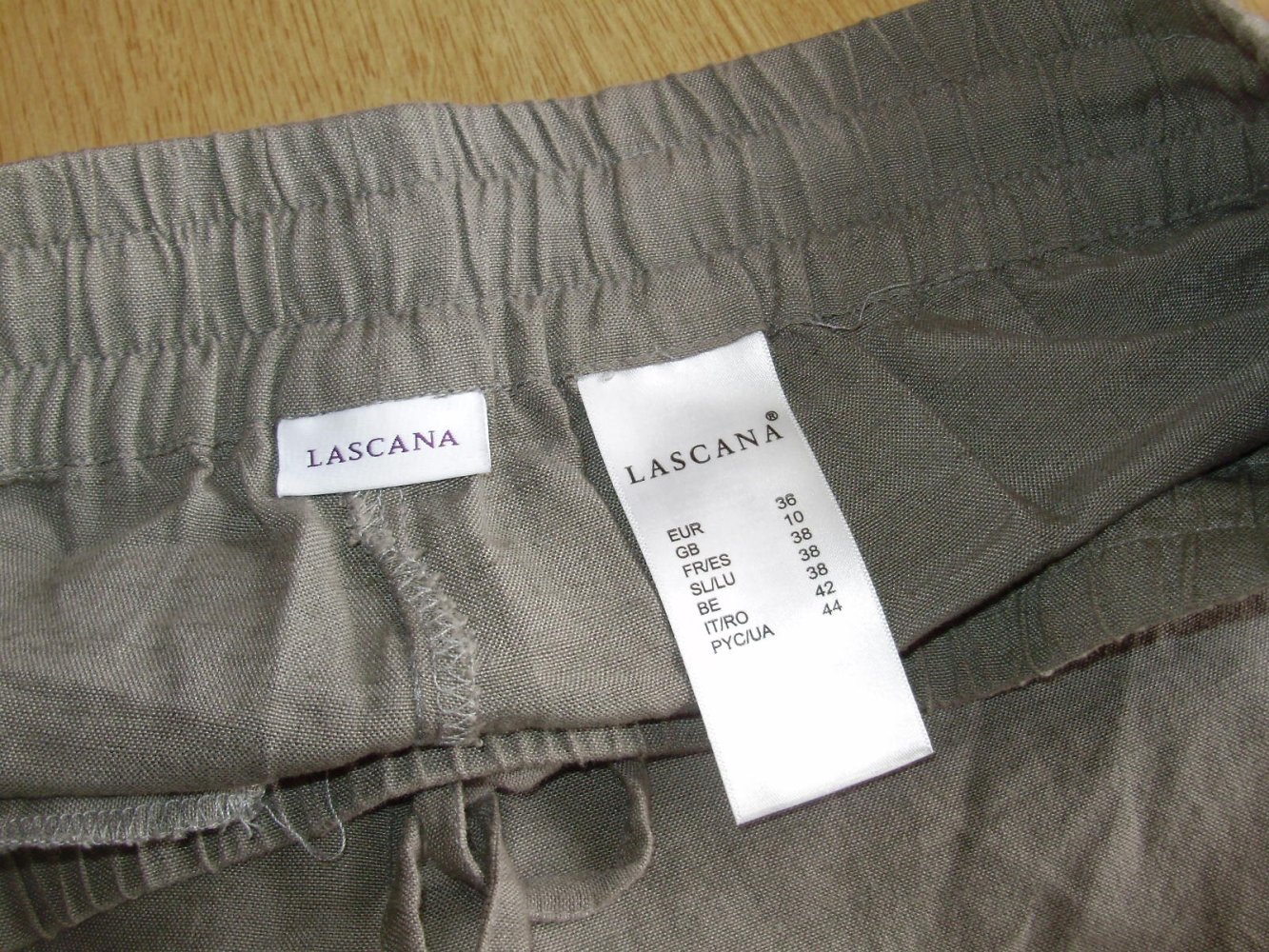 Lascana Hose helles Khaki Olive Leinenanteil Gr 36