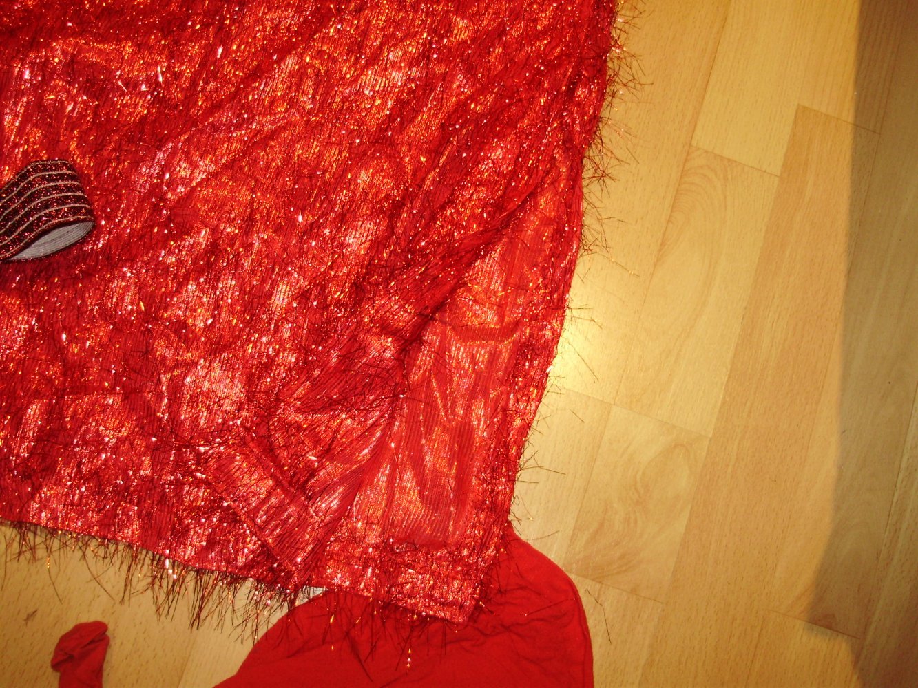 Charleston Kleid rot Glitzer + Strumpfhose+ Zigarettenhalter + Pistole