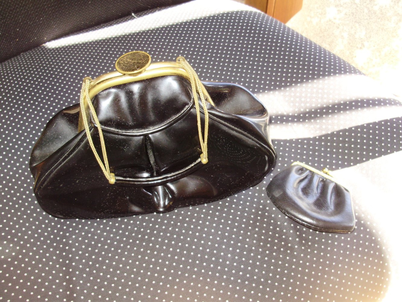 Vintage Tasche schwarz Leder Kettenhenkel