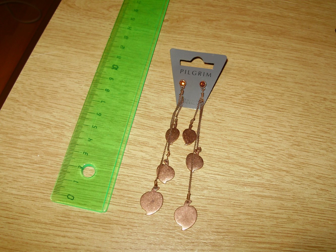 Pilgrim Ohrringe lang Bronzefarben Blätter