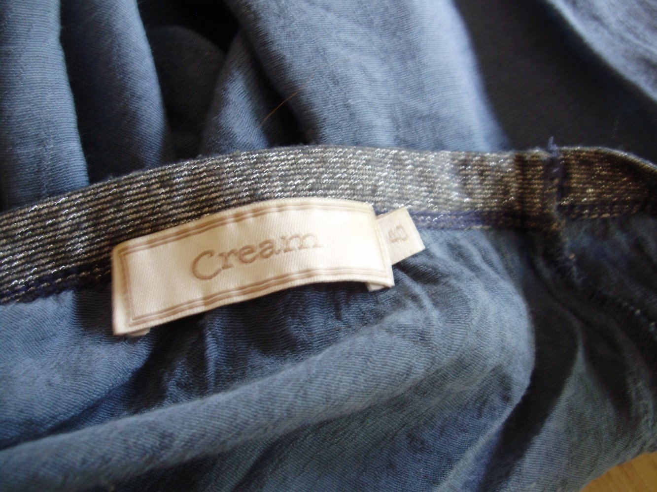 Cream Kleid Tunika blau Silber am RA Gr 40