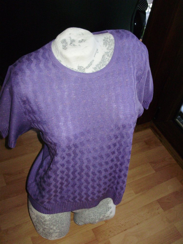 Pullover Kurzarm lila meliert 40/ 42 Vintage